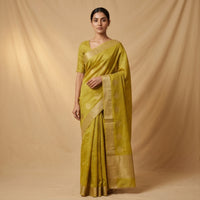 Chanderi Handwoven Saree – Sage Green