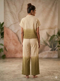 Olive Solid Collared Shirt Co-Ord Set