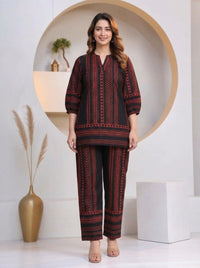 Naarangi Crafts  ethnic co-ord set featuring a traditional geometric print.