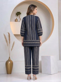 Naarangi Crafts Women's Navy Blue Printed Ethnic Co-ord Set