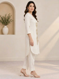 Naarangi Crafts Off White Embroidered Co-ord Set