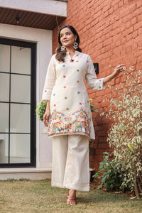 Naarangi Crafts Women's Ethnic Motifs Embroidered Pure Cotton Co-ord Set