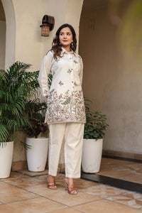 Naarangi Crafts Elegant Ivory Printed Co-Ord Set for Women