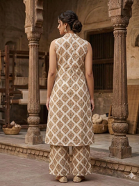 Naarangi Crafts Off White Ethnic Motif Cotton Co-Ord Set