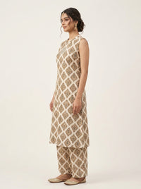 Naarangi Crafts Off White Ethnic Motif Cotton Co-Ord Set