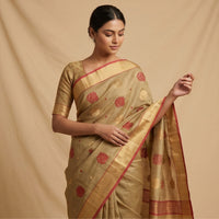 Chanderi Handwoven Saree – Sand Beige